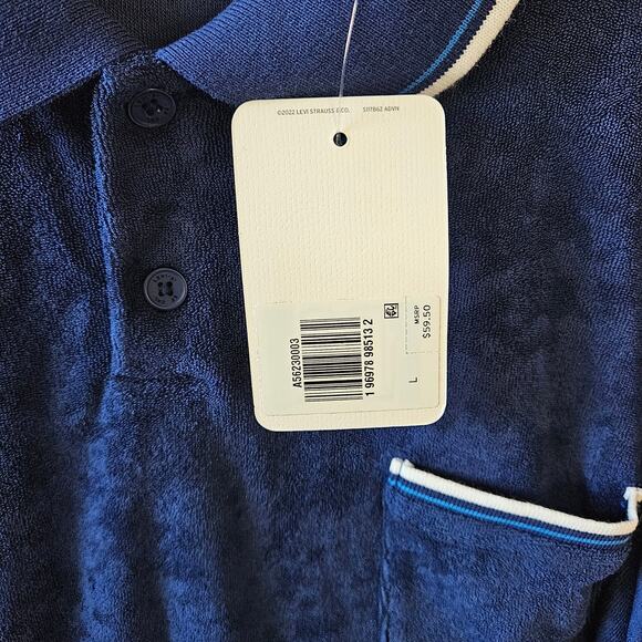 Levi's Gold Tab Polo Terry Cloth Blue Large - Picture 6 of 9